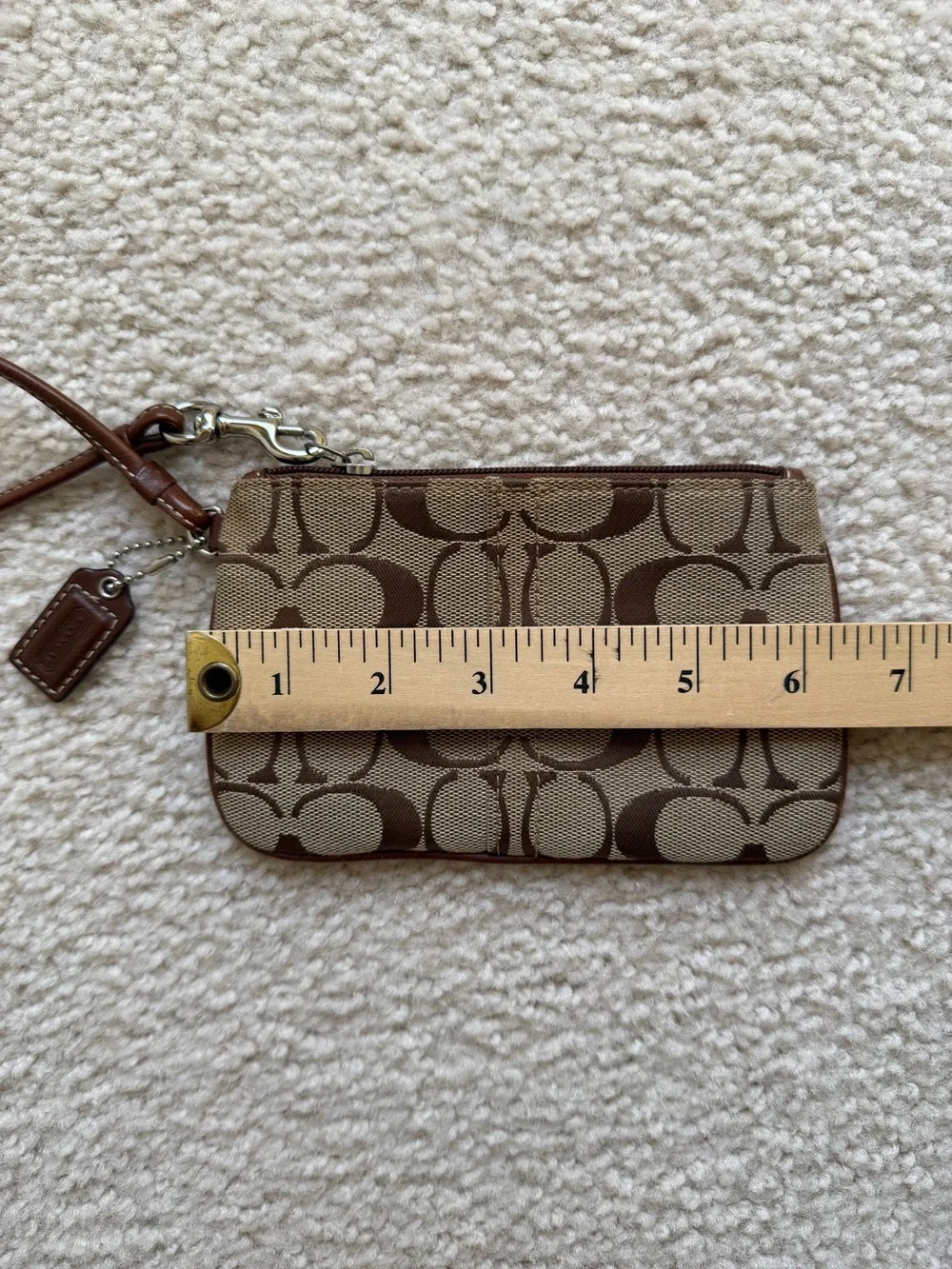 Coach Signature Canvas Wristlet in Brown/Tan